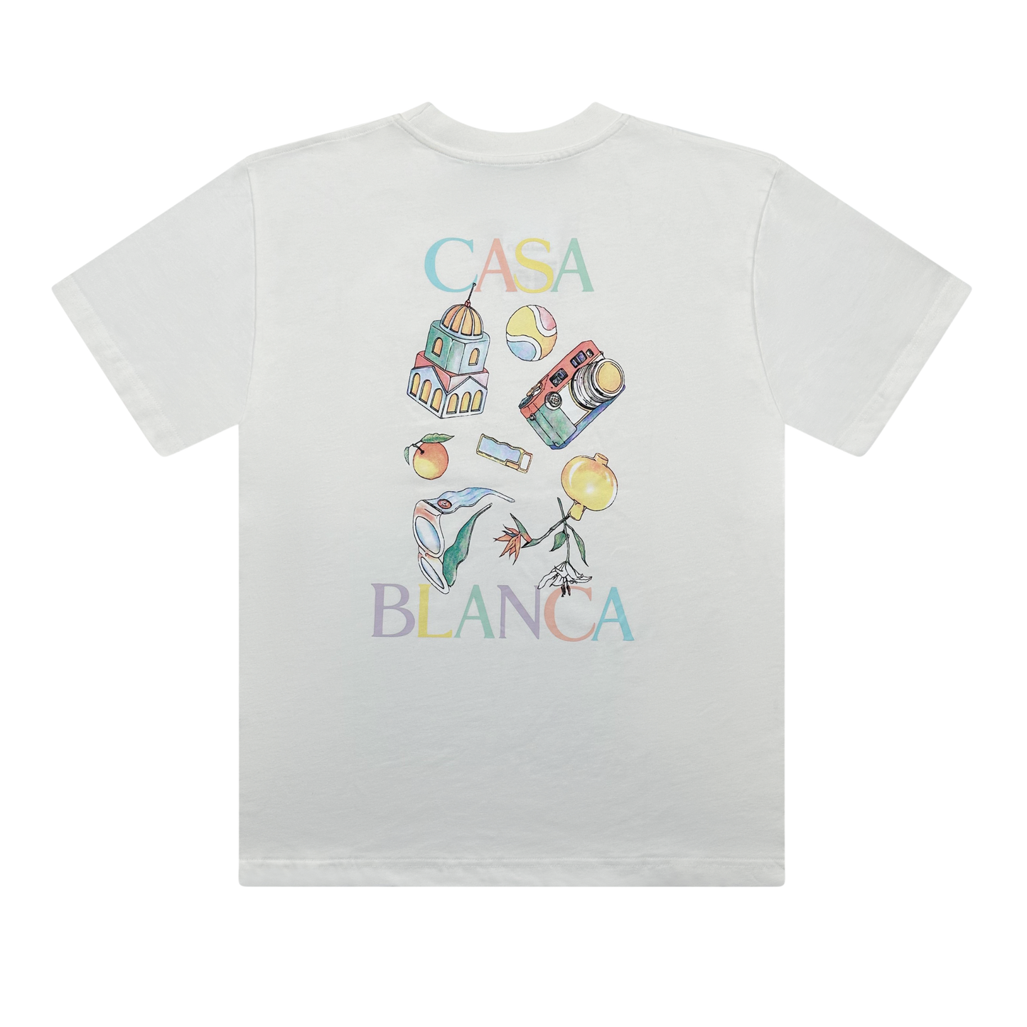 T-SHIRT CASABLANCA WHITE PRINTED BACK COTTON TEE