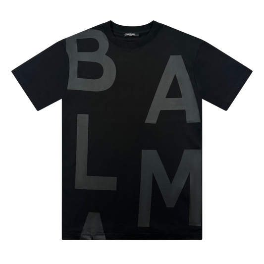 T-SHIRT BALMAIN BLACK PRINTED